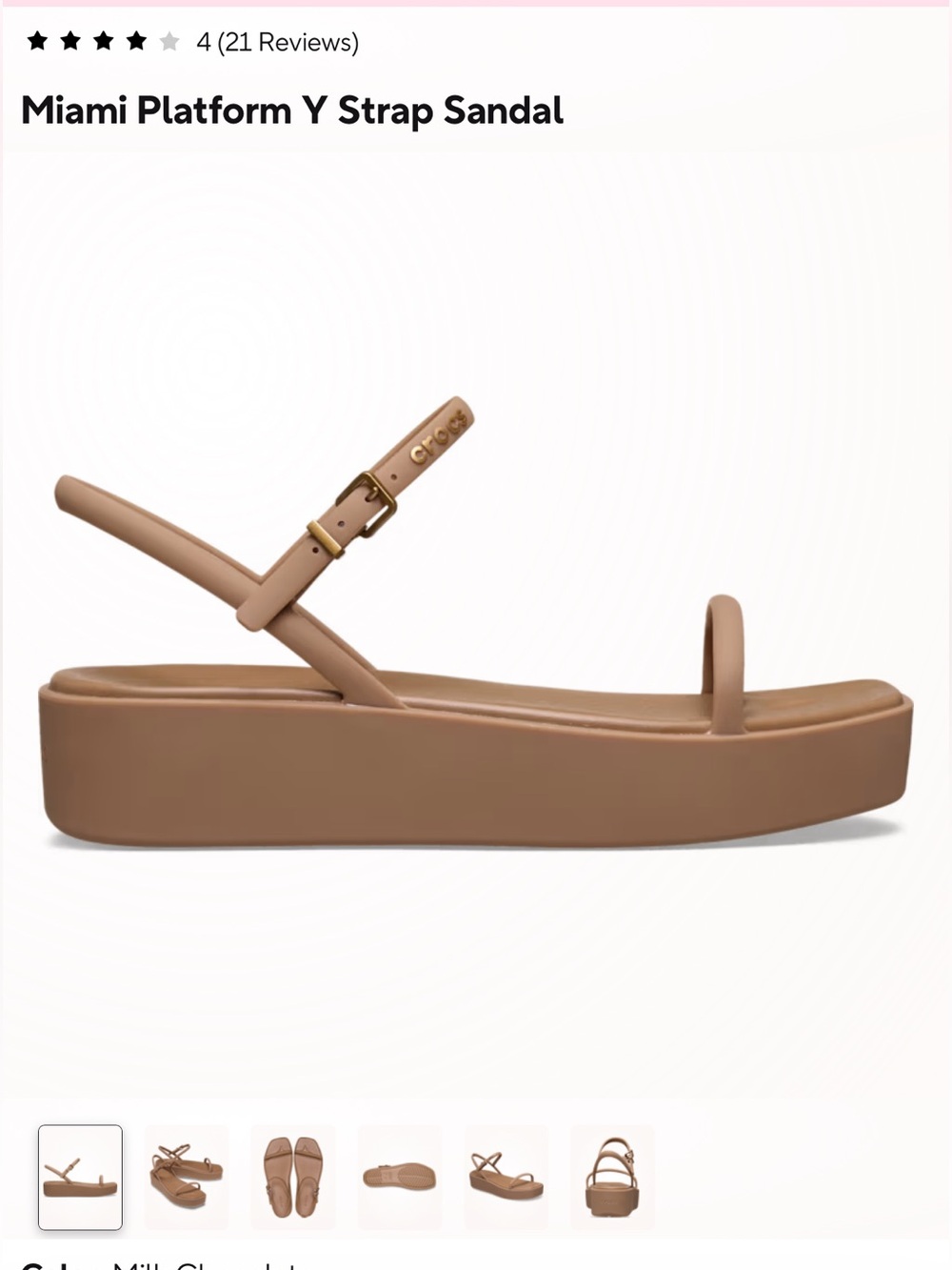 CROCS Miami Platform Y-Strap Sandal in Milk Chocolate - Picture 2 of 11